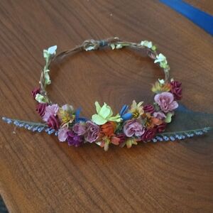 Chic Handmade Floral Crown Headband in Multicolor 8 In.diameter